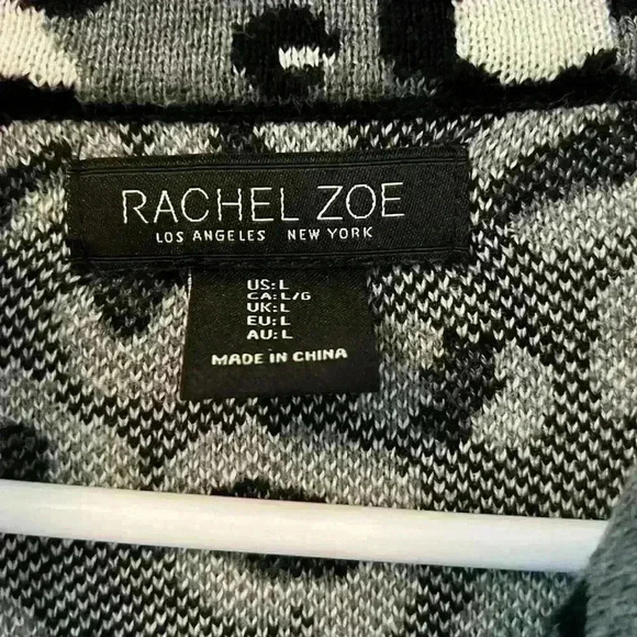 Rachel Zoe Size Large  Zip Up Sweater Jacket Leopard Print - Picture 2 of 4